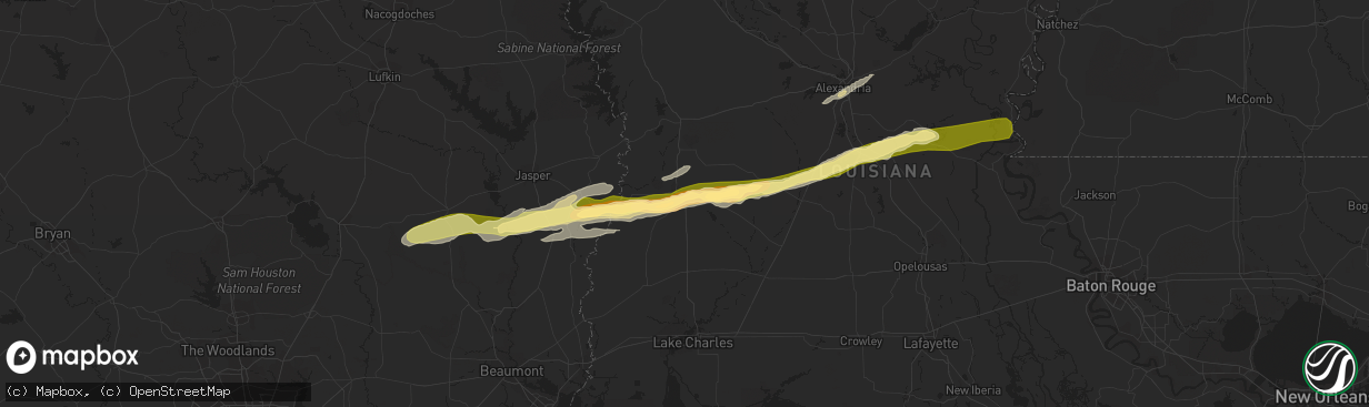 Hail Map in Deridder LA on March 26 2023 HailTrace